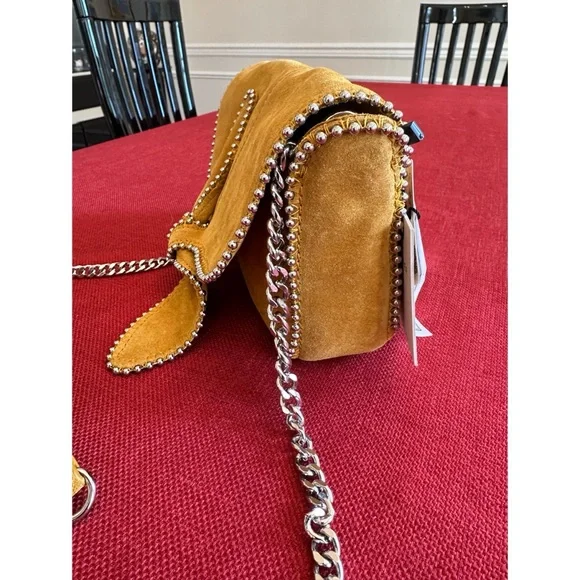 Zara Mustard Yellow Suede Bow Accent Crossbody Bag With Studs, NWT - Picture 5 of 12